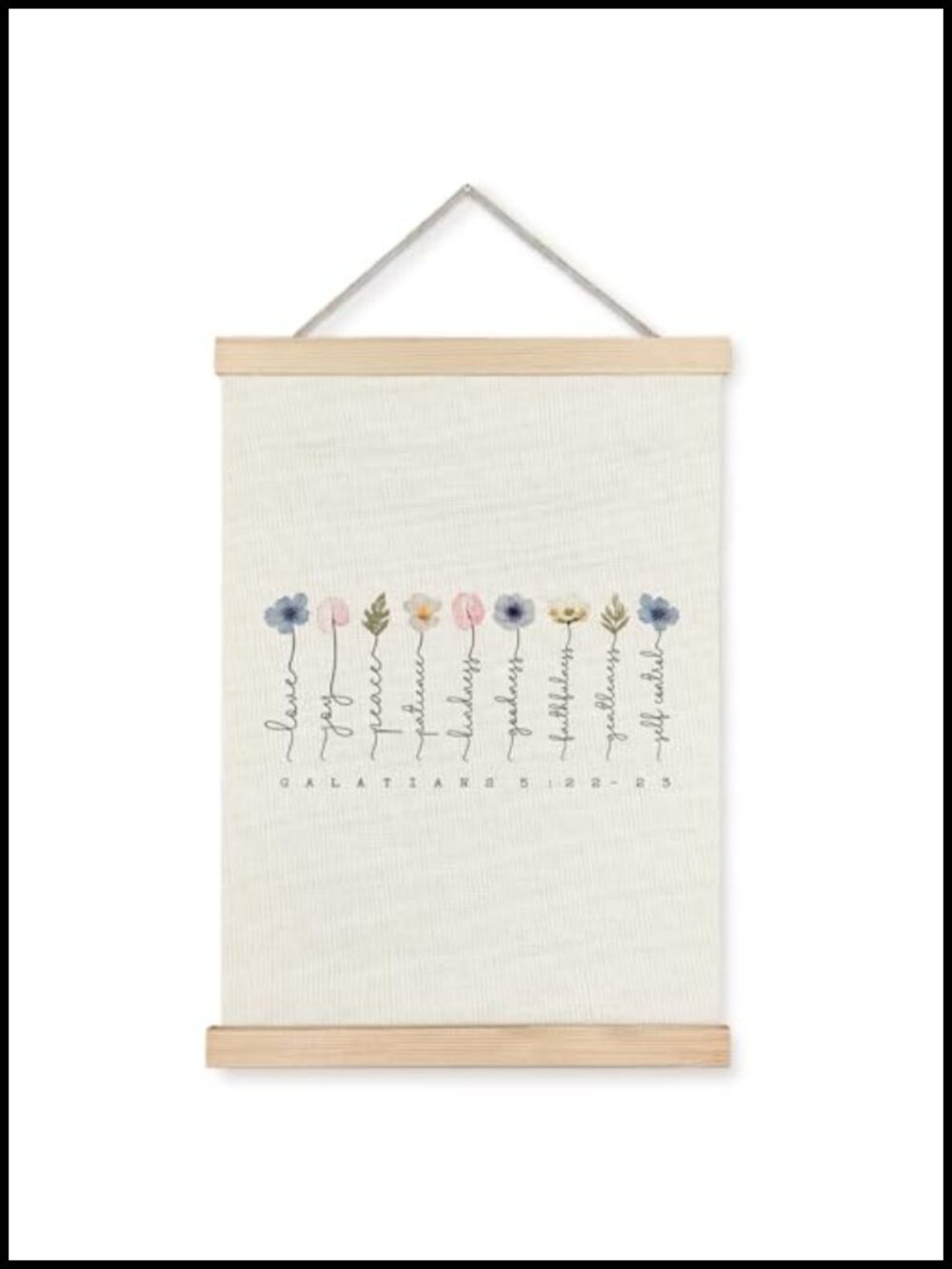 12x16 Fruit of Spirit Wall Art Poster Wooden Hanger Boho Floral Christian Decor